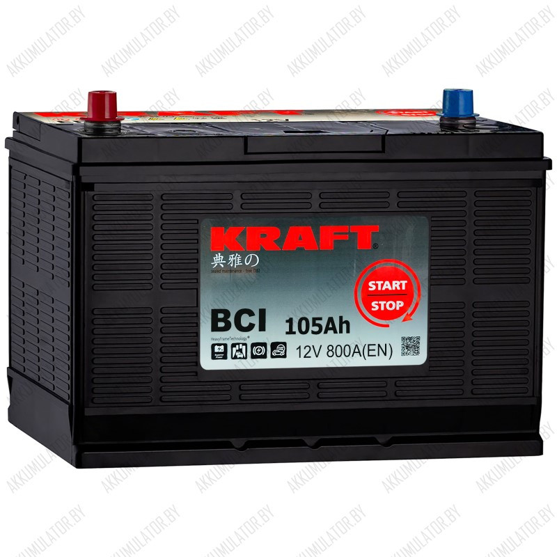 Аккумулятор Kraft BCI Asia / 105Ah / 800А / Прямая полярность