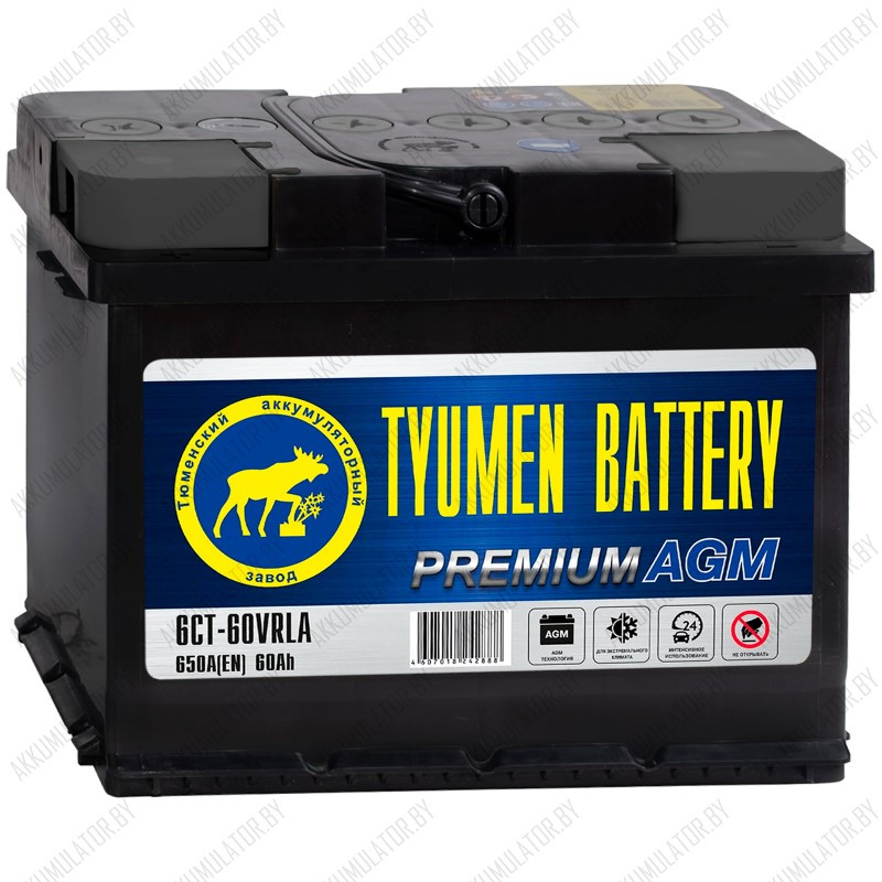 Аккумулятор Tyumen AGM / 60Ah / 650А