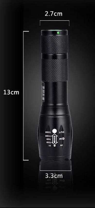 Фонарик ручной мощный 350Lm с телескопическим зумом, черный 556607 - фото 4 - id-p215625477
