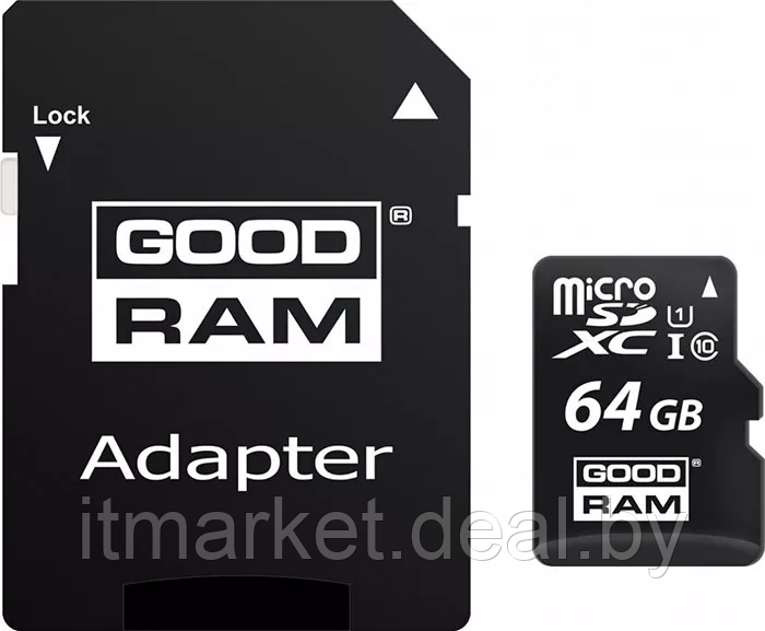 Карта памяти 64Gb Goodram (M1AA-0640R12) MicroSDHC class 10 UHS I + adapter - фото 1 - id-p214687444