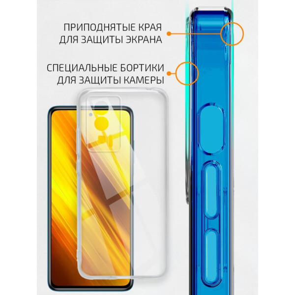 Чехол-накладка для Xiaomi Poco F5 Pro (силикон) прозрачный с защитой камеры - фото 2 - id-p215628977