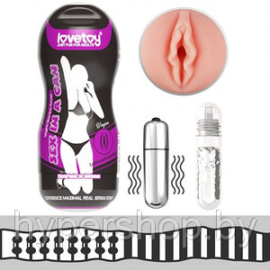 Мастурбатор в колбе Sex In A Can Vagina Stamina Tunnel с вибрацией