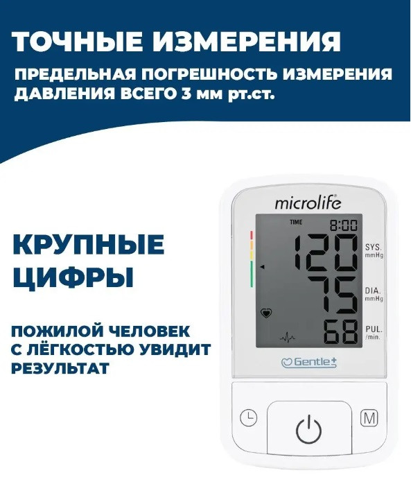 Тонометр автоматический Microlife BP A2 Basic M-L электронный на плечо для измерения артериального давления - фото 4 - id-p188457422