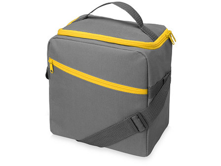 Изотермическая сумка-холодильник Classic c контрастной молнией, серый/желтый, фото 2