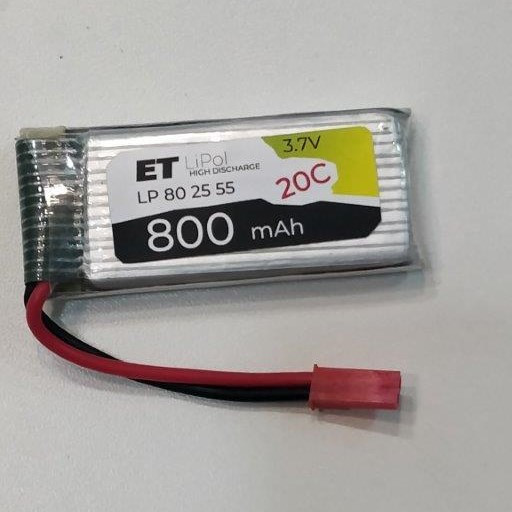 Аккумулятор 802555 800mAh высокотоковый - ET LP802555-20CJ, 3.7V, Li-Pol (подходит для квадрокоптеров) - фото 1 - id-p215652471