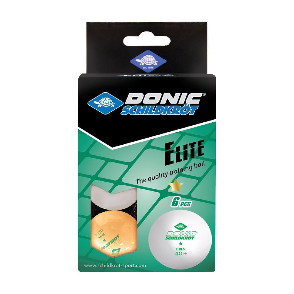 Мячики для н/тенниса DONIC ELITE 1* 40+ 6 штук, белый + оранжевый - фото 1 - id-p215653265