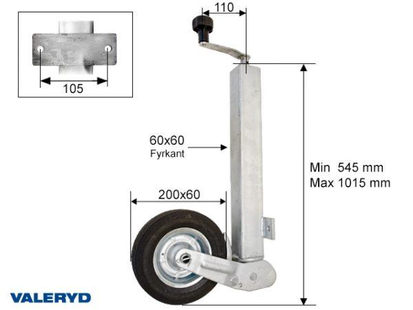 Опорное колесо усиленное ф60 200 кг арт.6659017, Швеция