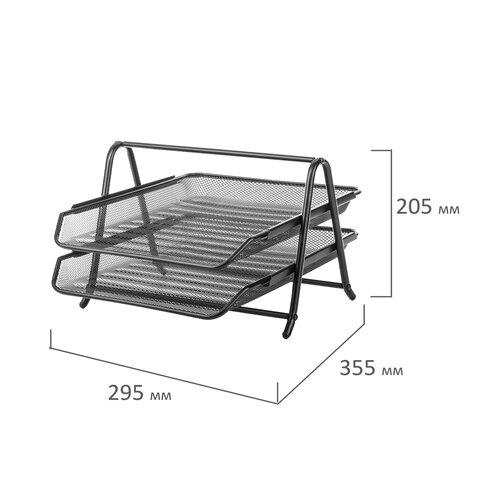 Лоток горизонтальный металлический для бумаг, 2 секции, "Germanium", А4 (355х205х295 мм), черный - фото 7 - id-p215696347