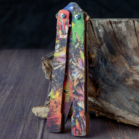 Деревянный нож бабочка Цветной - фото 1 - id-p215701568