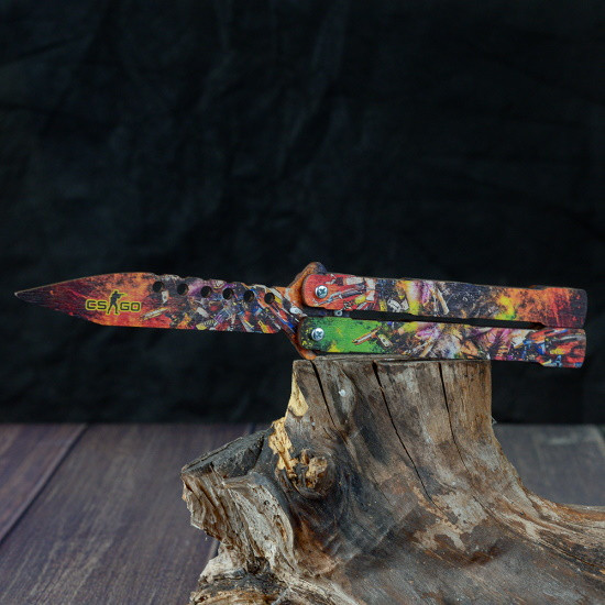Деревянный нож бабочка Цветной - фото 2 - id-p215701568