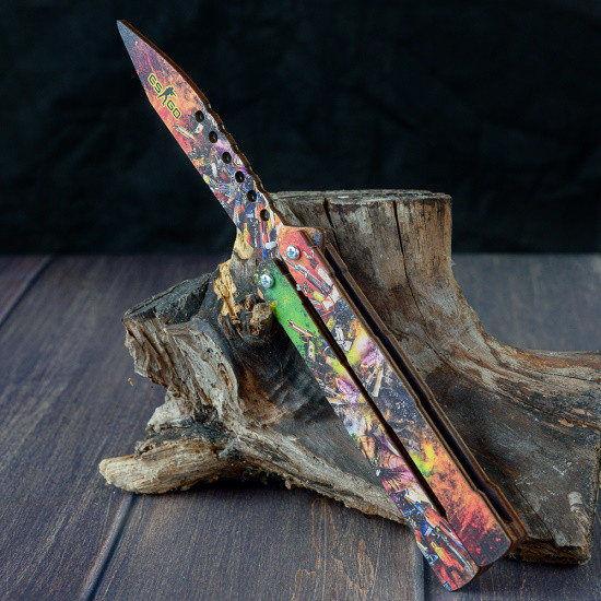 Деревянный нож бабочка Цветной - фото 3 - id-p215701568