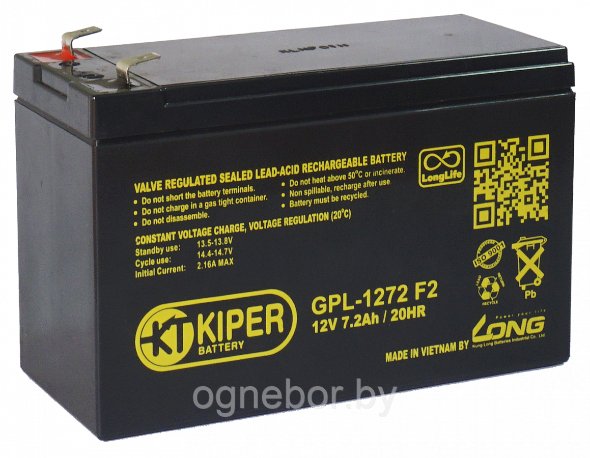 Аккумуляторная батарея Kiper GPL-1272 F2 12V/7.2Ah - фото 1 - id-p215711721
