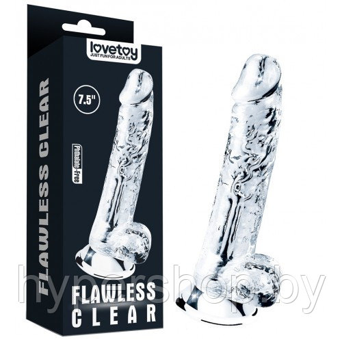 Прозрачный фаллос с мошонкой Lovetoy Flawless Clear Dildo 19 см