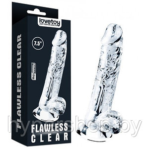 Прозрачный фаллос с мошонкой Lovetoy Flawless Clear Dildo 19 см