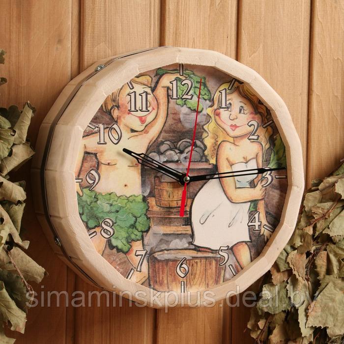 Часы банные "Пара в бане" с рисунком - фото 2 - id-p215711993