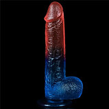 Реалистичный фаллоимитатор с мошонкой и цветным градиентом Lovetoy Dazzle Studs 23 см, фото 4