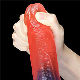 Реалистичный фаллоимитатор с мошонкой и цветным градиентом Lovetoy Dazzle Studs 23 см, фото 3