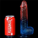 Реалистичный фаллоимитатор с мошонкой и цветным градиентом Lovetoy Dazzle Studs 23 см, фото 2