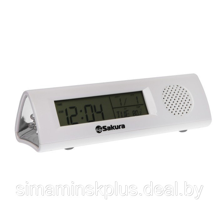 Часы-будильник Sakura SA-8521, электронные, будильник, радио, фонарь, 3хААА, белые - фото 1 - id-p215712071
