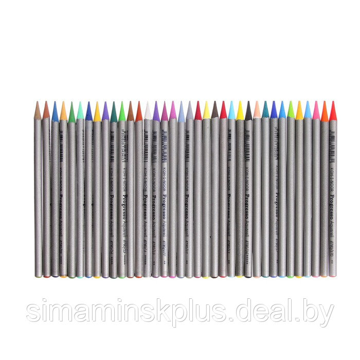 Карандаши акварельные набор 36 цветов, цельнографитовые Koh-I-Noor Progresso Aquarell, в металлическом пенале - фото 2 - id-p215712165