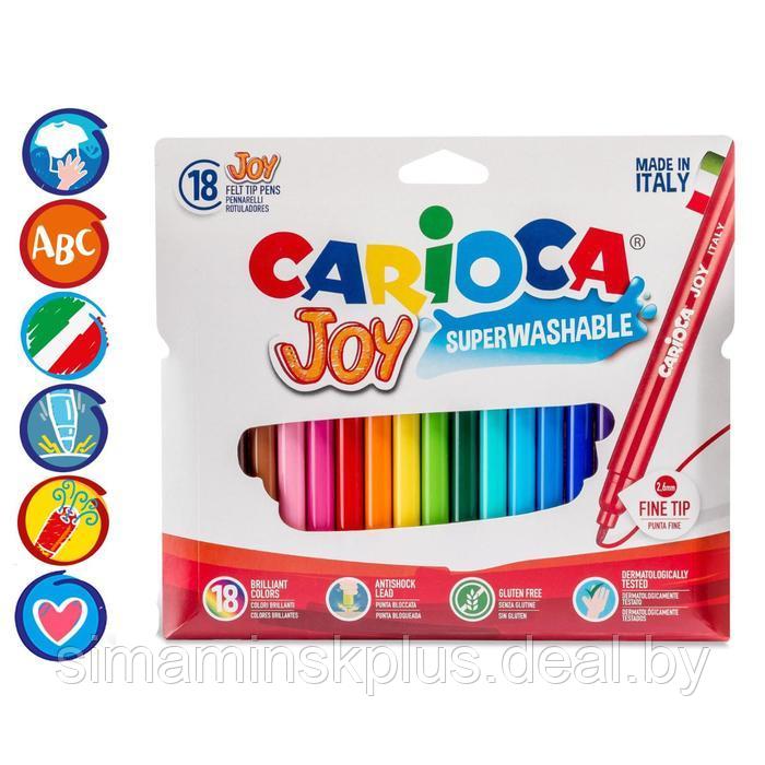 Фломастеры 18 цветов Carioca Joy, 2.6 мм, смываемые, увеличенный ресурс, суперяркие, европодвес - фото 1 - id-p215712170