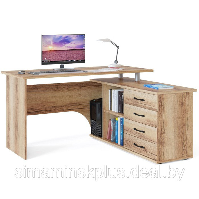 Компьютерный стол «КСТ-109 П», 1400 × 1270 × 750 мм, правый, цвет дуб делано - фото 1 - id-p215712328