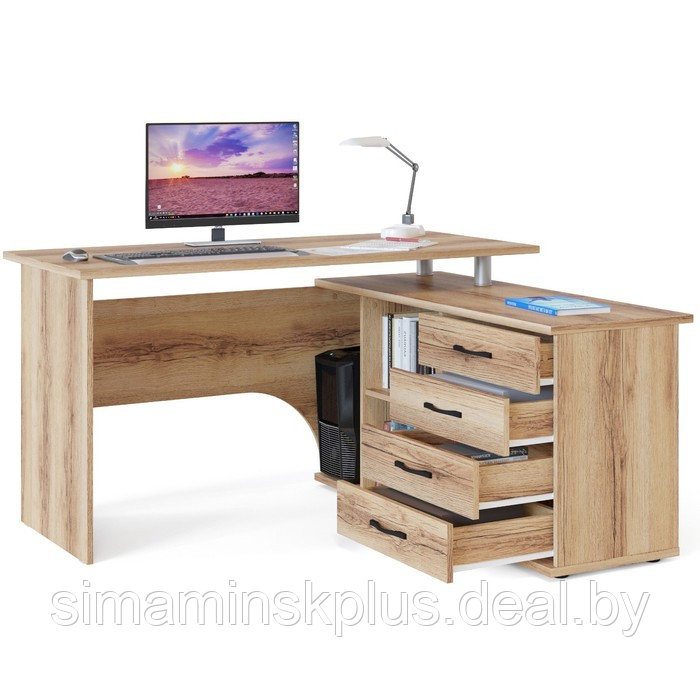 Компьютерный стол «КСТ-109 П», 1400 × 1270 × 750 мм, правый, цвет дуб делано - фото 2 - id-p215712328