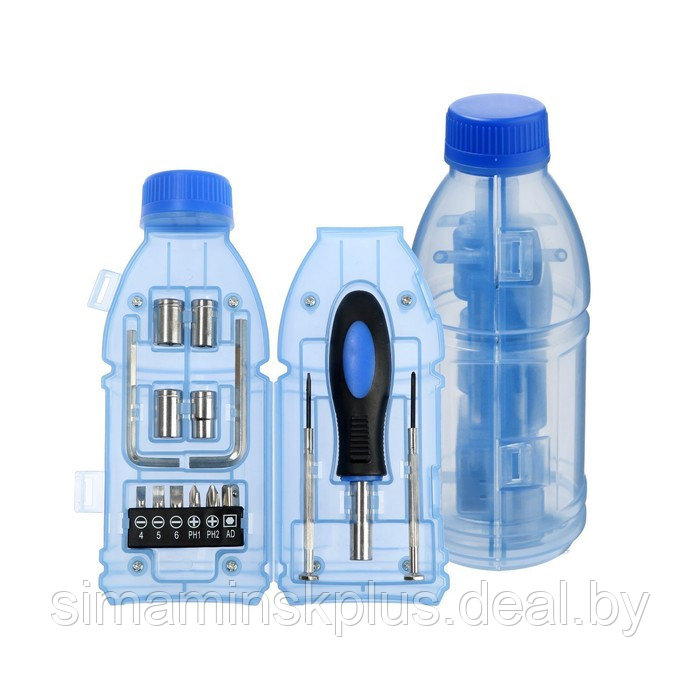 Набор инструментов ТУНДРА, подарочный пластиковый кейс "Бутылка", 15 предметов - фото 1 - id-p215712835