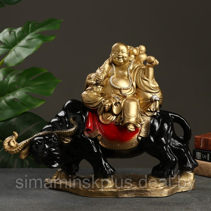 Фигура "Хоттей на буйволе" красное золото 46х22х37см - фото 1 - id-p215713059