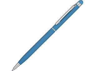 Ручка-стилус шариковая Jucy Soft с покрытием soft touch, голубой, фото 2