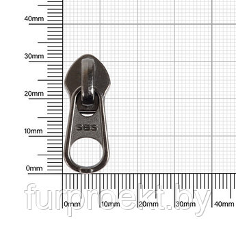 Бегунок № 8  бл/никель на витую молнию короткий с лого SBS 5,07 А