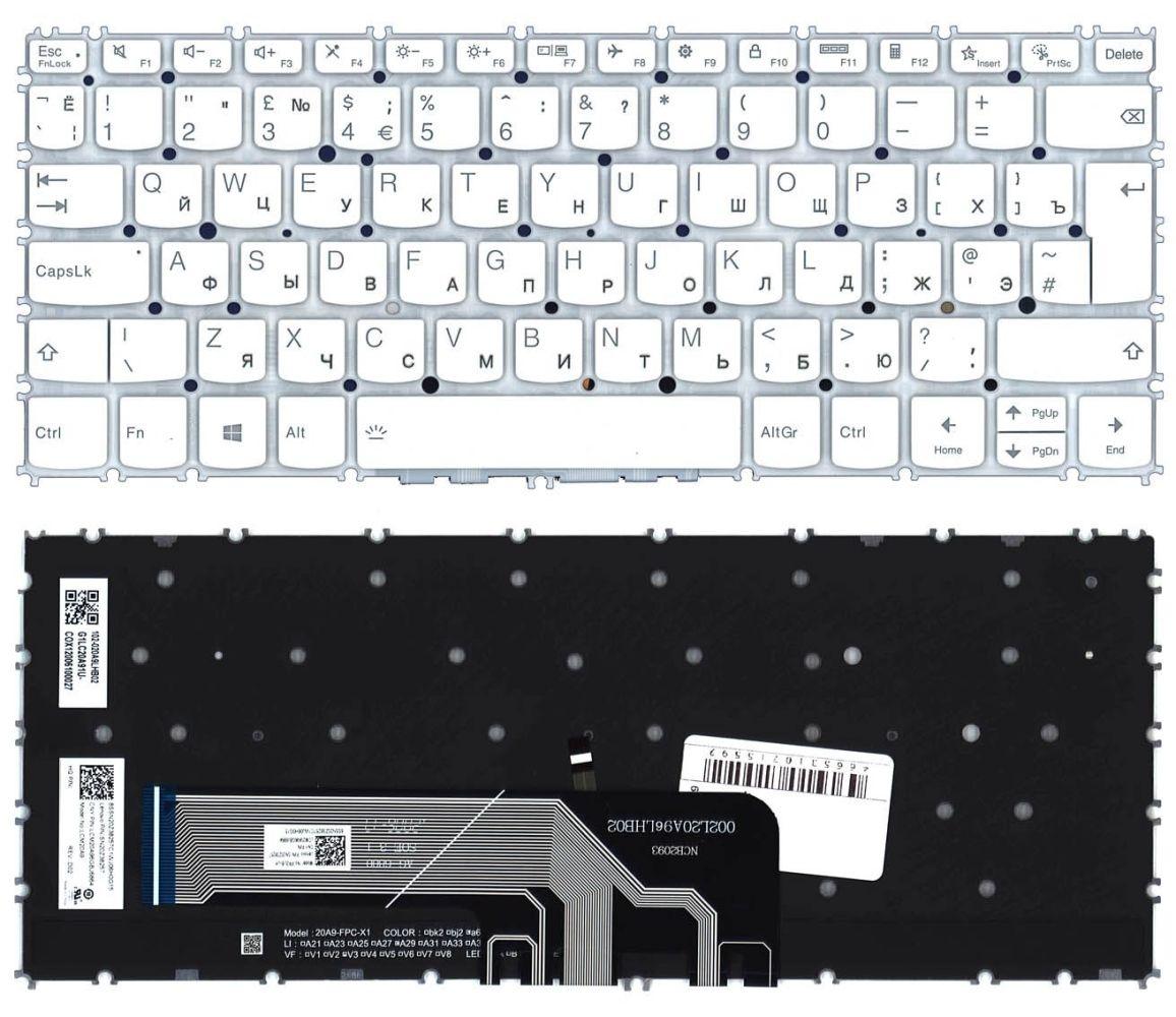 Клавиатура для ноутбука Lenovo Yoga Slim 7 Carbon 13ITL5, белая - фото 1 - id-p215721651