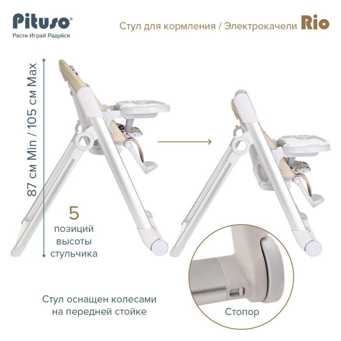 Стульчик для кормления Pituso Rio 2в1 стул для кормления, электрокачели - фото 5 - id-p215726772