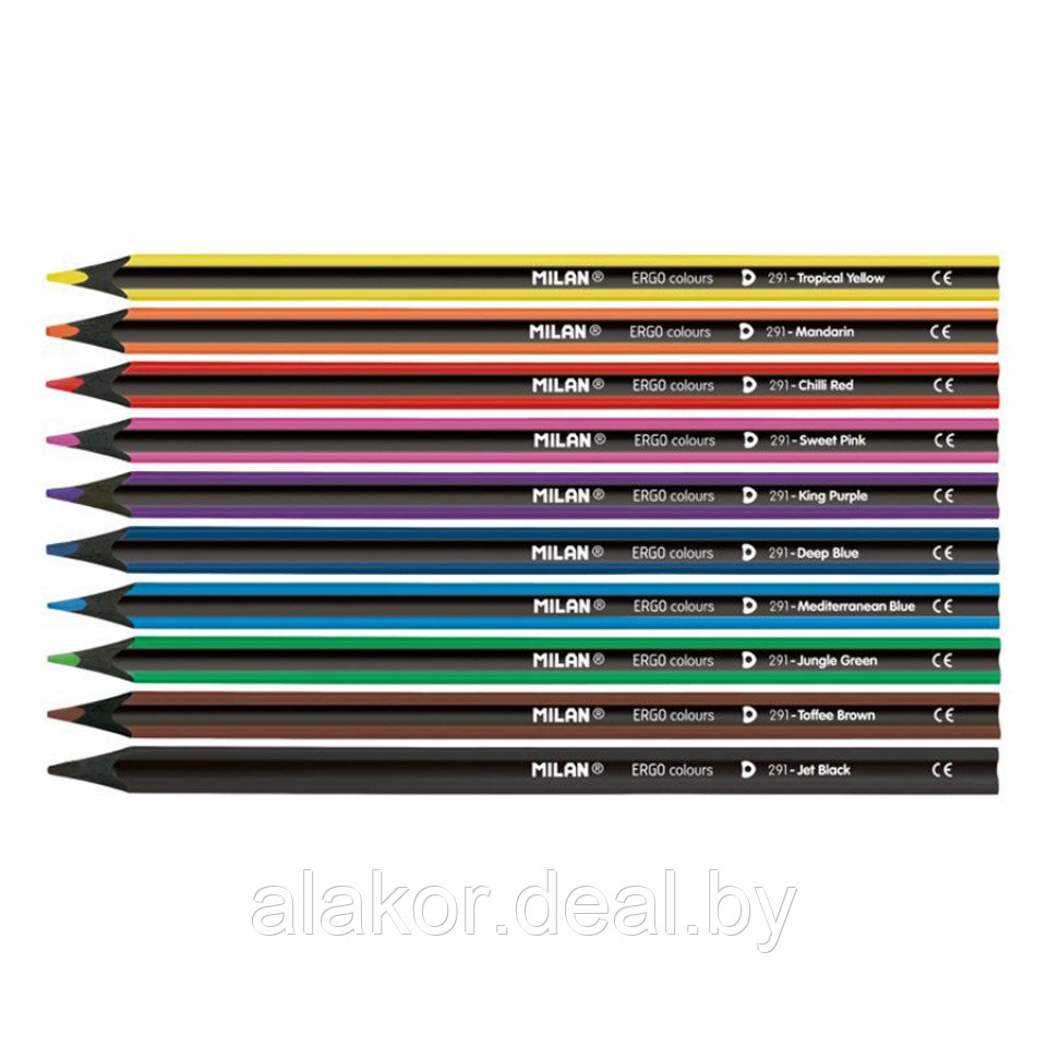 Цветные карандаши Milan "ERGO" и точилка, 10+1 цветов - фото 2 - id-p215729388
