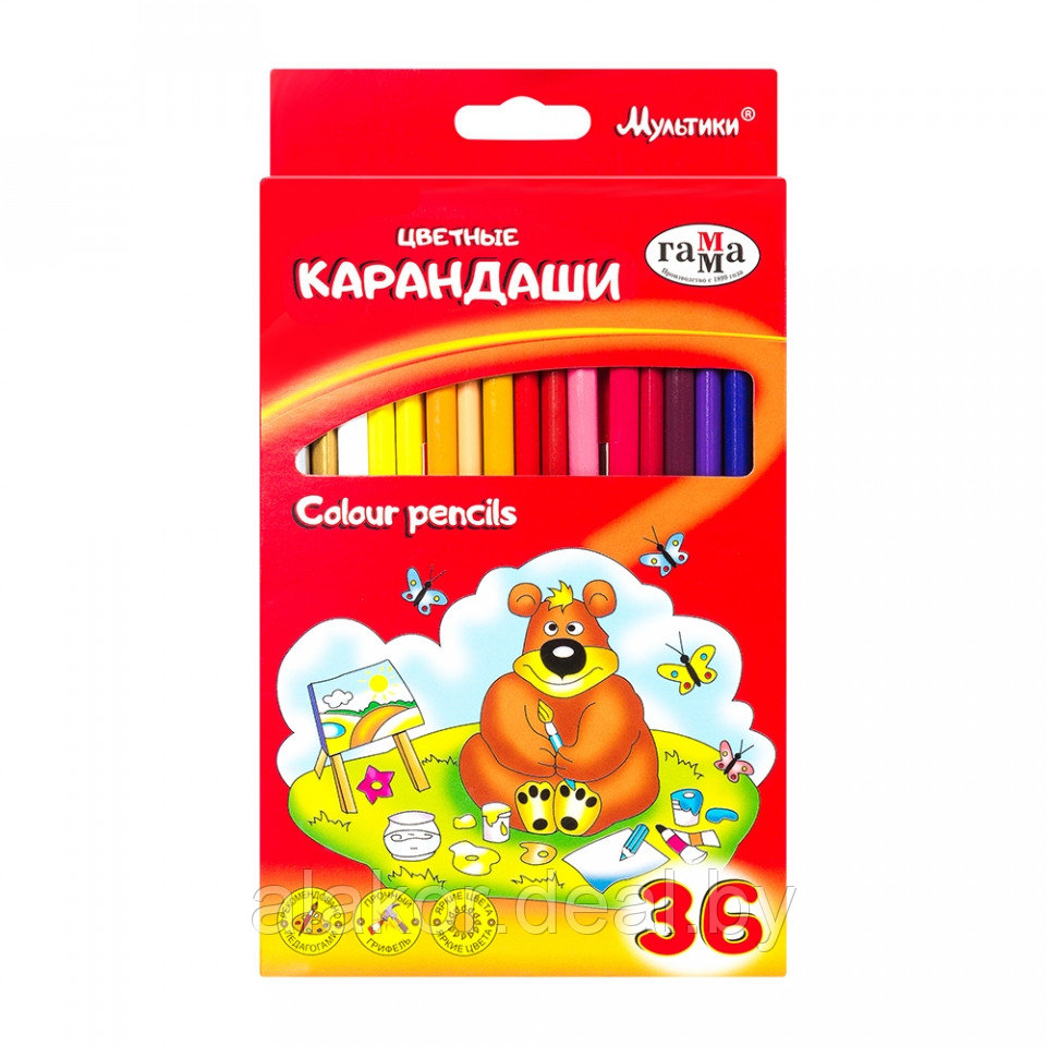 Цветные карандаши Гамма "Мультики", детские 36 шт. - фото 1 - id-p215730024