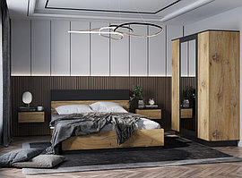 Набор мебели для спальни Quartz-13 (Спальня-1) с подъемным механизмом Дуб нокс/Черный