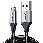 Кабель Micro USB UGREEN 60148 2м, 2A, нейлоновоя оплётка, Черный