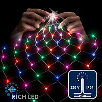 Светодиодная сетка Rich LED 2*3 м, мульти (красный, зеленый, розовый, синий),384 LED, 220 B, прозрачный