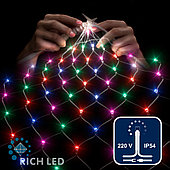 Светодиодная сетка Rich LED 2*3 м, мульти (красный, зеленый, розовый, синий),384 LED, 220 B, прозрачный