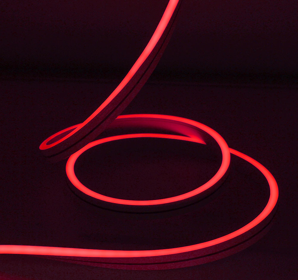 Светодиодный Гибкий Неон Rich LED, односторонний, красный, кратность резки 1 метр,  размер 8*16 мм, 220 В, 50