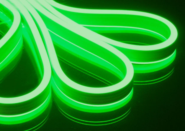 Светодиодный Гибкий Неон Rich LED, двухсторонний, зеленый, кратность резки 1 метр,  размер 8*16 мм, 220 В, 50