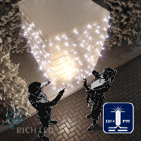 Светодиодная гирлянда Rich LED 10 м, 100 LED, 220 В, соединяемая, мерцающая, белый резиновый провод, белая