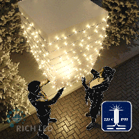 Светодиодная гирлянда Rich LED 10 м, 100 LED, 220 В, соединяемая, мерцающая, белый резиновый провод, теплая