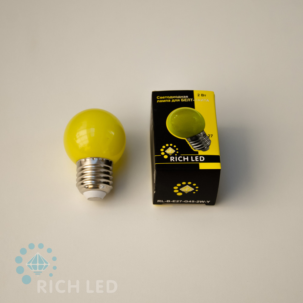 Светодиодная лампа для Белт-лайта Rich LED, 2 Вт, цоколь Е27, d=45 мм, желтая - фото 1 - id-p215730970