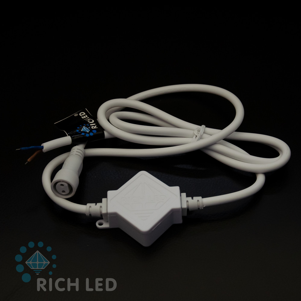 Блок питания для изделий Rich LED. 2А. Для соединения до 10 шт., провод белый, 220 В., БЕЗ ВИЛКИ