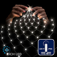 Светодиодная сетка Rich LED 2*3 м, белая, 388 LED, 220 B, прозрачный провод, колпачок