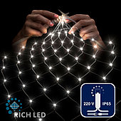 Светодиодная сетка Rich LED 2*3 м, белая, 388 LED, 220 B, прозрачный провод, колпачок