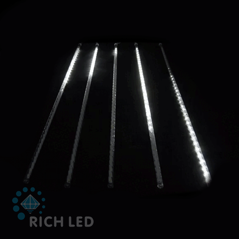 Светодиодные тающие сосульки Rich LED, витая форма, комплект 10 шт. по 80 см, белый, 12 B, соединяемый.