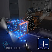 Светодиодная гирлянда Rich LED 10 м, 100 LED, 24 В, соединяемая, синяя, прозрачный провод