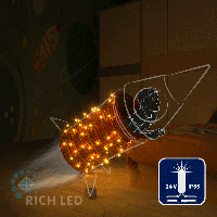 Светодиодная гирлянда Rich LED 10 м, 100 LED, 24В, соединяемая, влагозащитный колпачок, желтая, мерцающая,